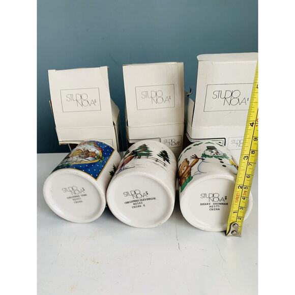 (3) Vintage Votives Studio Nova Candleholders Christmas Town Snowman New NIB - Picture 7 of 11